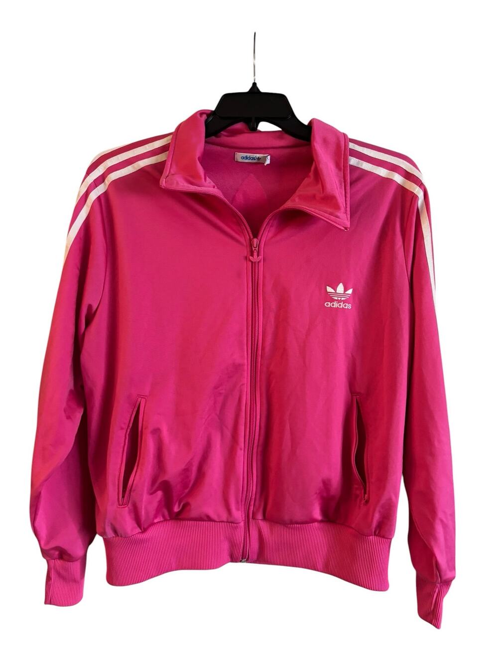 Vintage Adidas Originals Big Logo Track Jacket Hot Pink White Trefoil 2XL Y2K